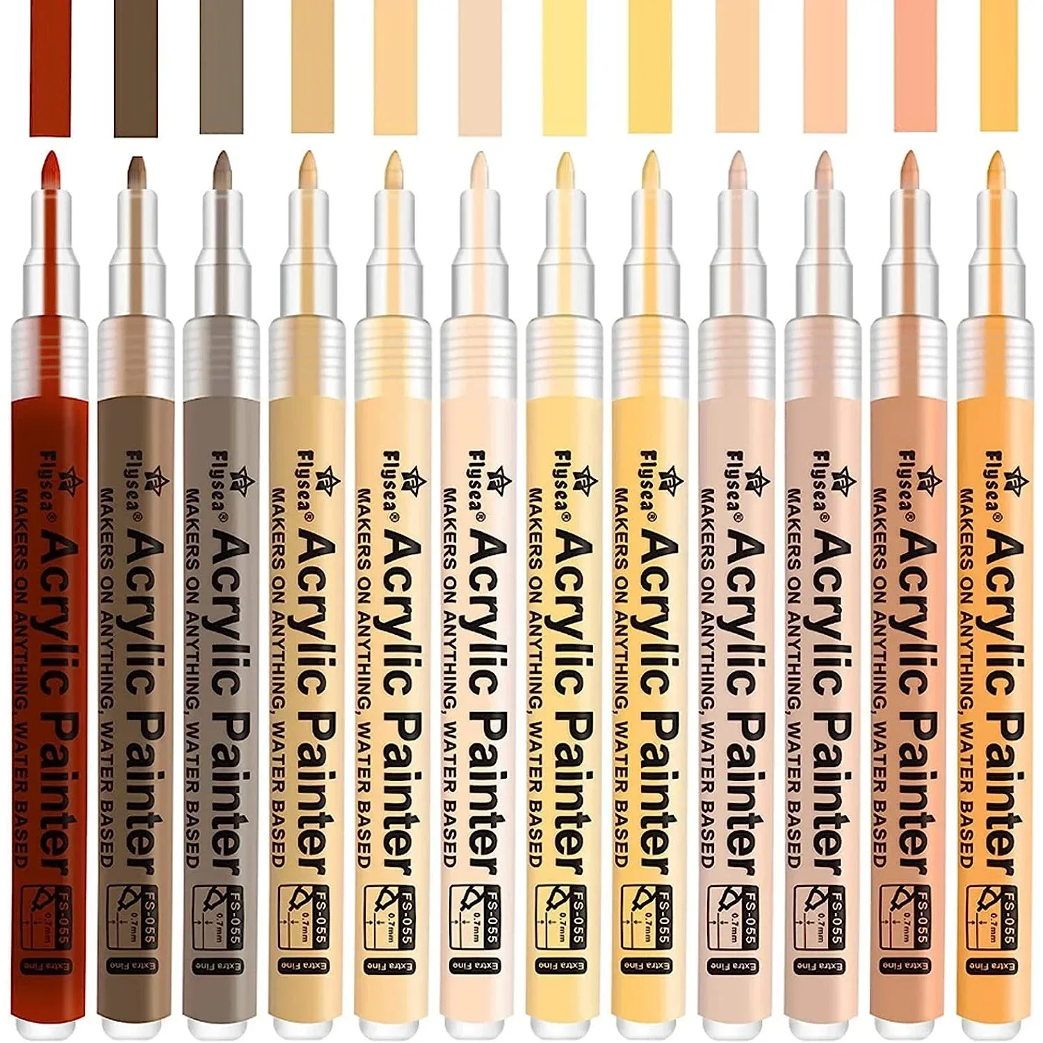 

12 шт. маркеры для тона кожи, 0,7 мм очень тонкий наконечник, цветные акриловые маркеры для рисования на камнях, плитки, стекле, керамике