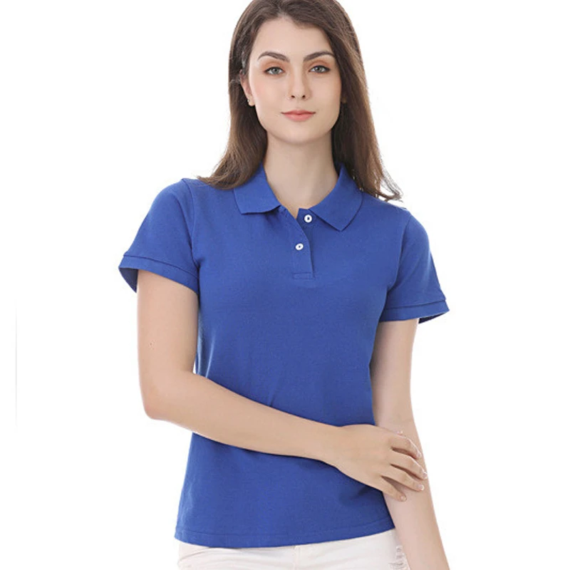 POLO Multicolor de manga corta para mujer, de verano solapa, camisa elástica ajustada, camisa con cuello, Tops de algodón - AliExpress Ropa mujer