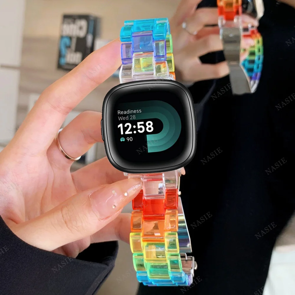 Transparent Resin Strap for Fitbit Versa 4 3 2 1 Strap Correa Smart For Fitbit  Versa