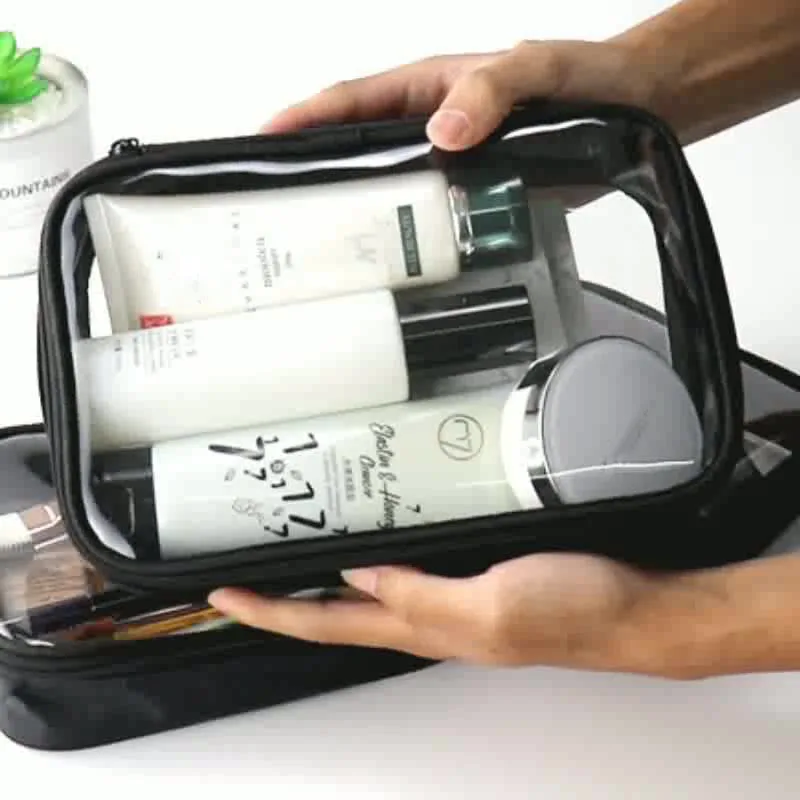 PVC 방수 화장품 세척 목욕 저장 가방, 여행 다기능 남자 클리어 메이크업 가방 투명 화장실 메이크업 가방 상자