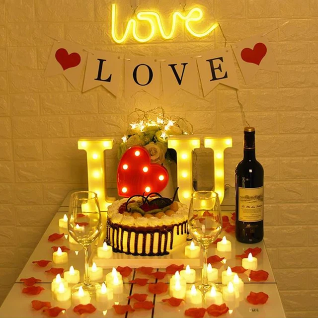 Bougies LED en forme de cœur sans flamme avec pétale de Rose artificiel, bougies chauffe-plat d'amour romantique pour veilleuse, Table d'anniversaire de mariage 6