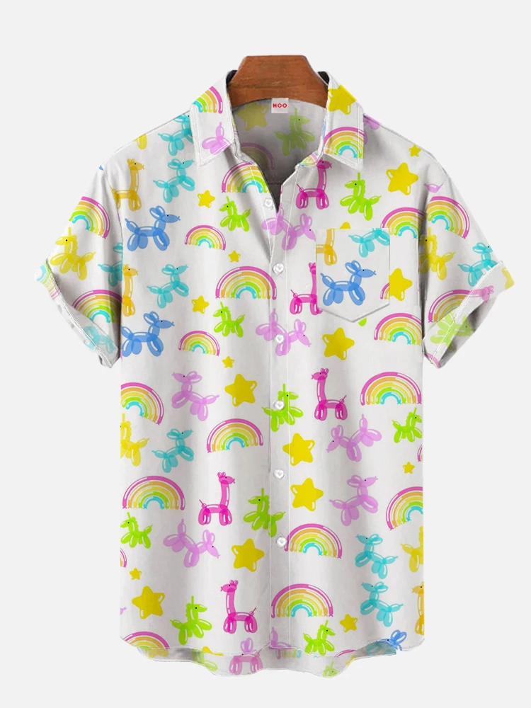 thumbnail image 1 of Camisa hawaiana para hombre, con estampado 3D, divertida caricatura de animales, camisetas de manga corta, ropa informal de verano para hombre, camisas de moda callejera para niños, 1 of 5