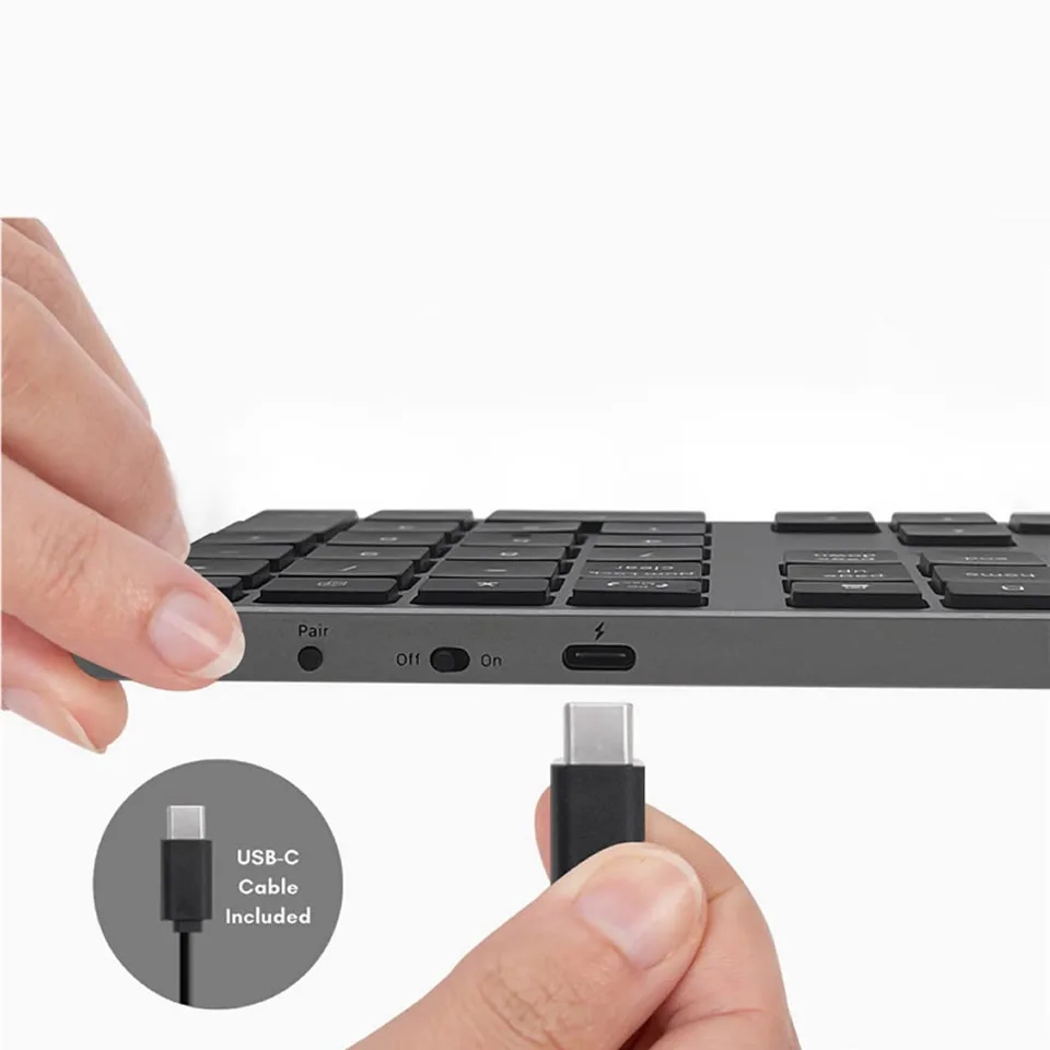 Ultra-fino sem Fio Number Pad 2.4g Bluetooth Usb Recarregável Teclado Numérico para Ios Android Janela Teclado Digital - Imagem 2