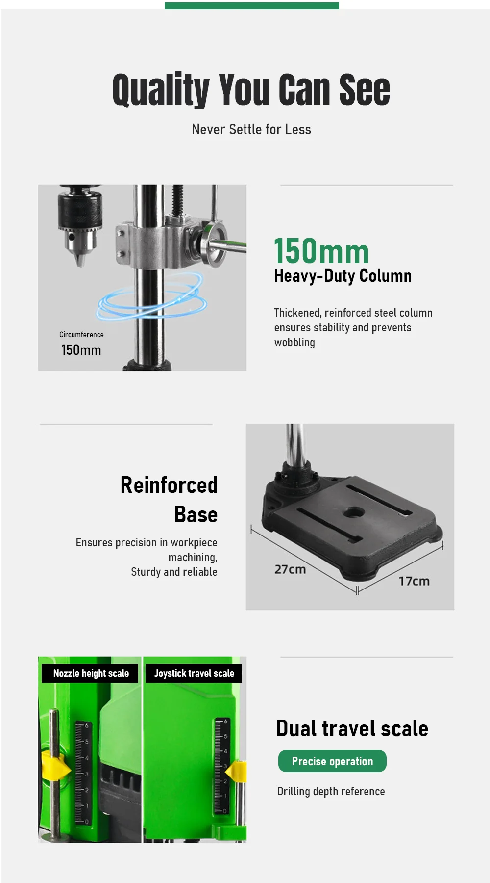 Powerful 800W Mini Drill Press Bench Top Drilling Machine with Drill Bits Kit fo