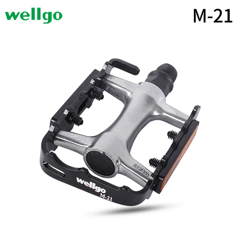 WELLGO Mountain Bike Bearing pedals M-21 MTB Pedal Aluminum alloy Bicycle Anti-skid Treadle Accessories Parts