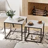 Coffee Table Set of 2, Modern Black Wooden Side Table, Metal Frame Square End Table, Center Tables,Nesting Coffee Table for 1