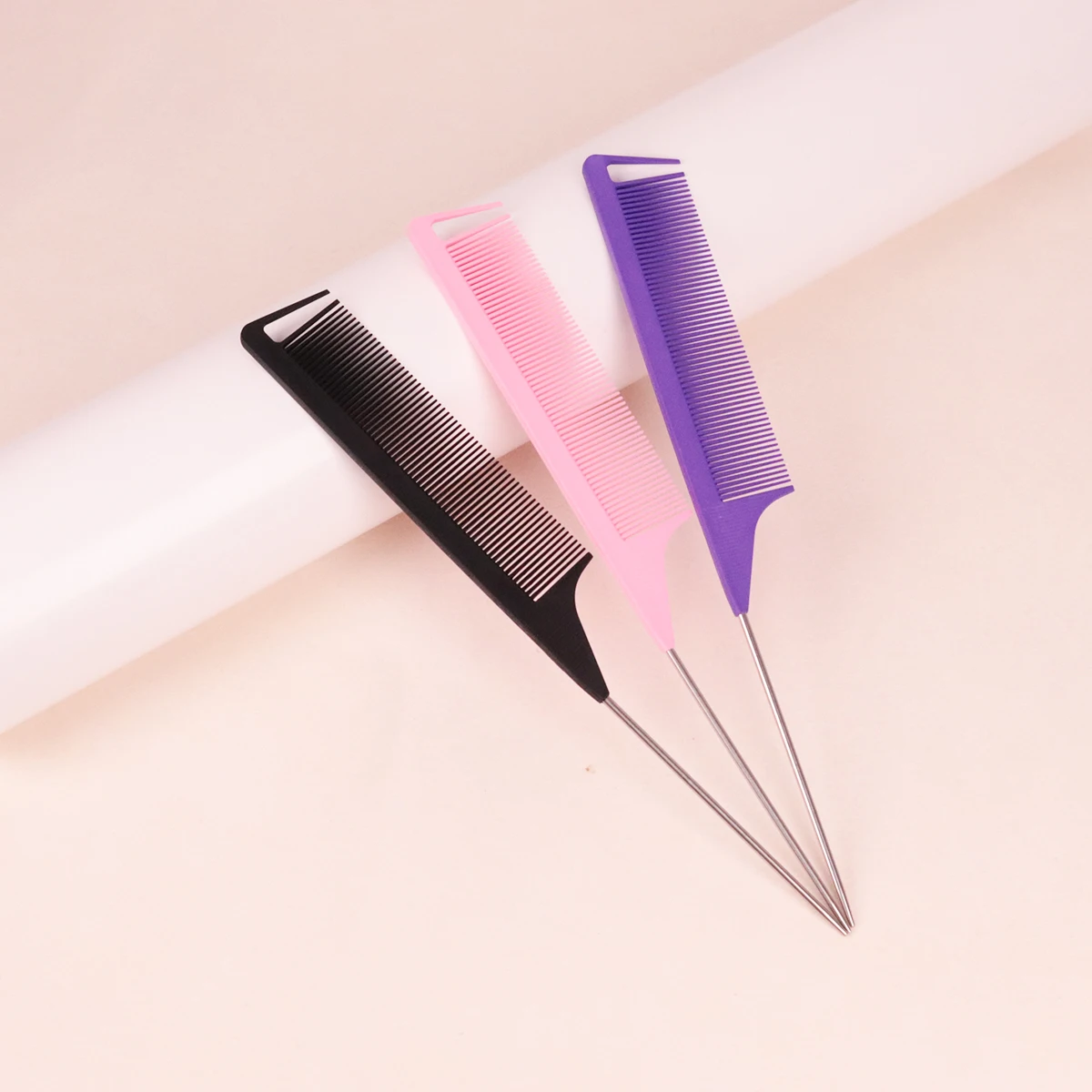 3pcs professional pointed tail comb salon hair stainless steel mouse tail comb hair styling tools Special for real wigs for hair comb,hair styling tool,hair styling comb