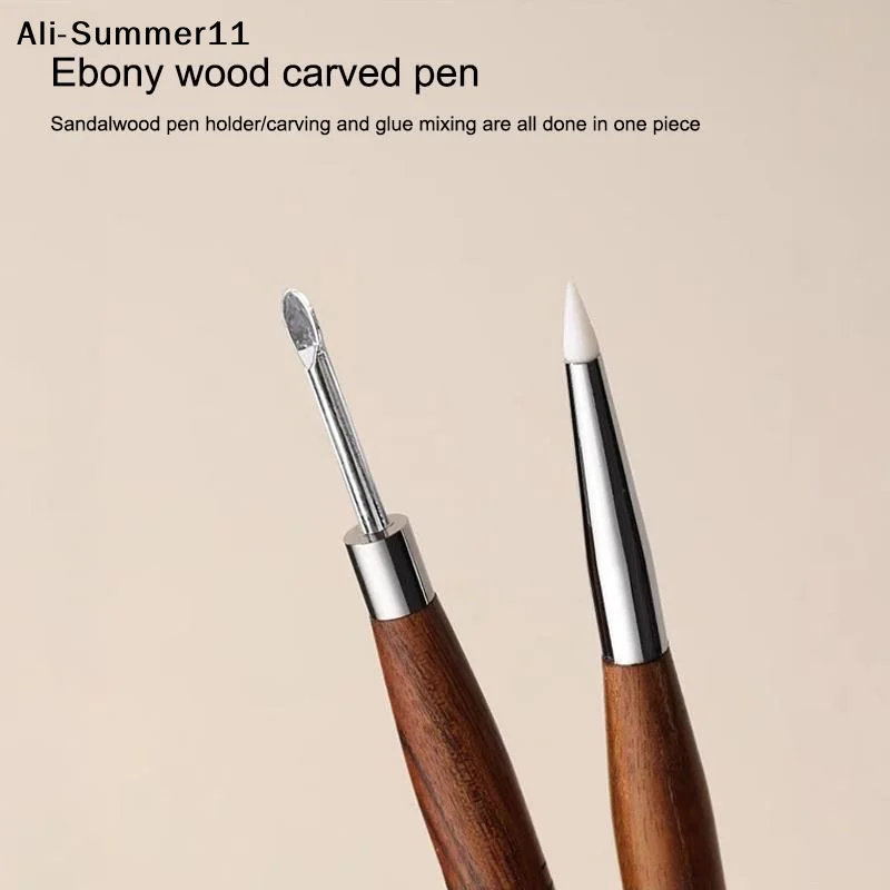 【11A】1PCS 더블 헤드 네일 아트 브러쉬 우드 실리콘 펜 엠보싱 페인팅 믹싱 펜 DIY 매니큐어 도구 다기능