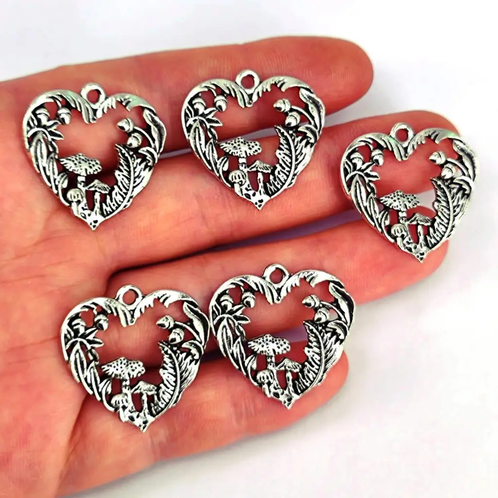 

5pcs Heart shaped mushroom leaves and fruits charm making jewelry findings for DIY earring necklace
