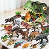 46Pcs/Set Simulation Dinosaur World Toy For Boy Jurassic Models Action Figures PVC Tyrannosaurus Head Storage Box Children Gifts 1