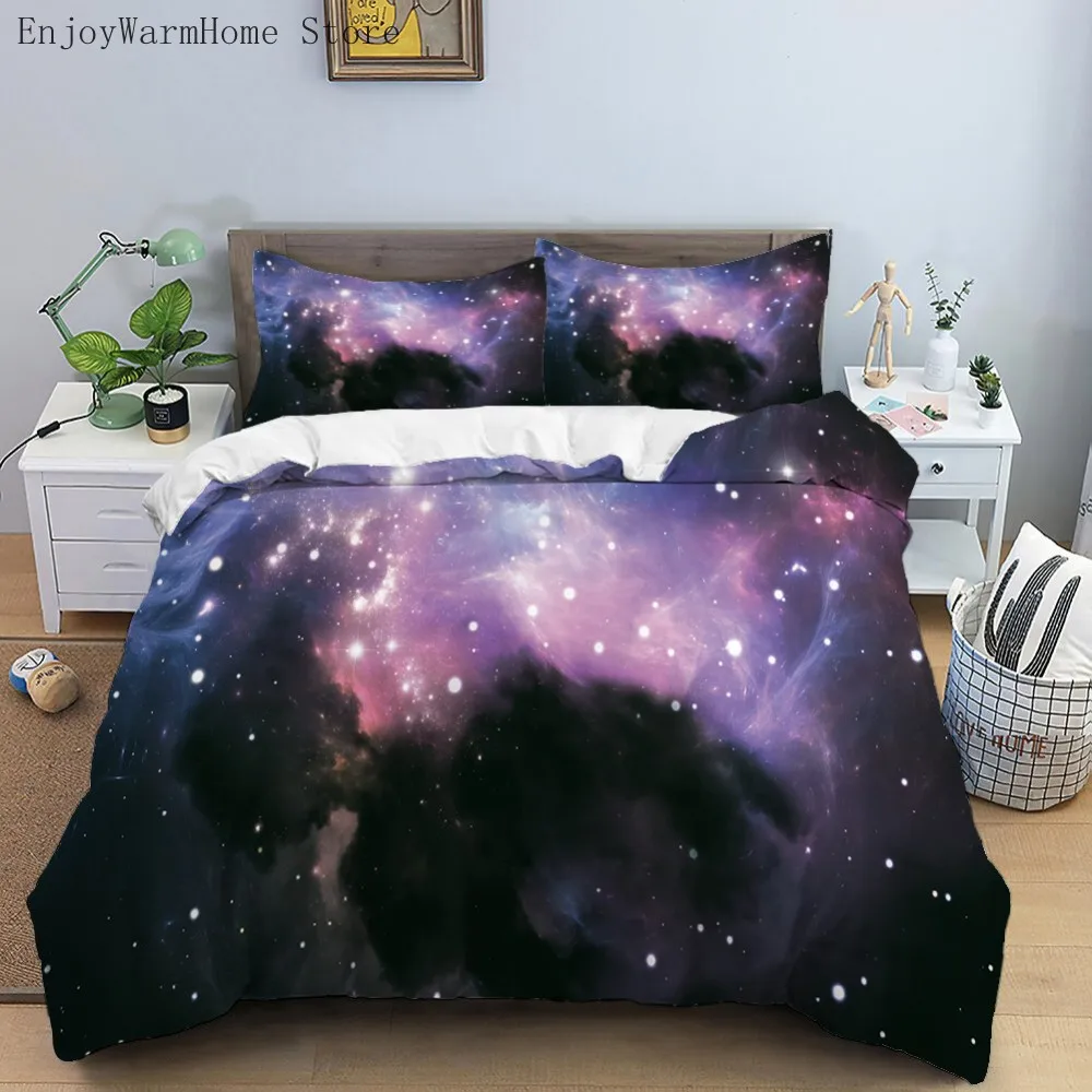 

3D Galaxy sky Bedding Set 2/3pcs Colourful Duvet Cover Winter Warmth Home Decor Modern Fashion For Teens Boys Girls Adults Gifts