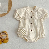 New Summer Baby Girls Rompers Embroidery Cotton Infant Romper Ruffles Slip Strap Flower Playsuit Jumpsuits Onepiece Baby Clothes 6