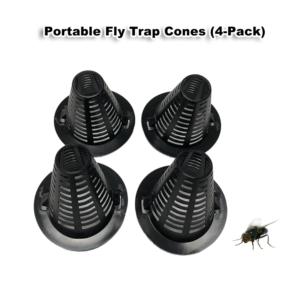 Portable 4-Pack Escape-Proof Insect Trap Accessory with Funnel Hole Saw Fly Bucket Trap Cones