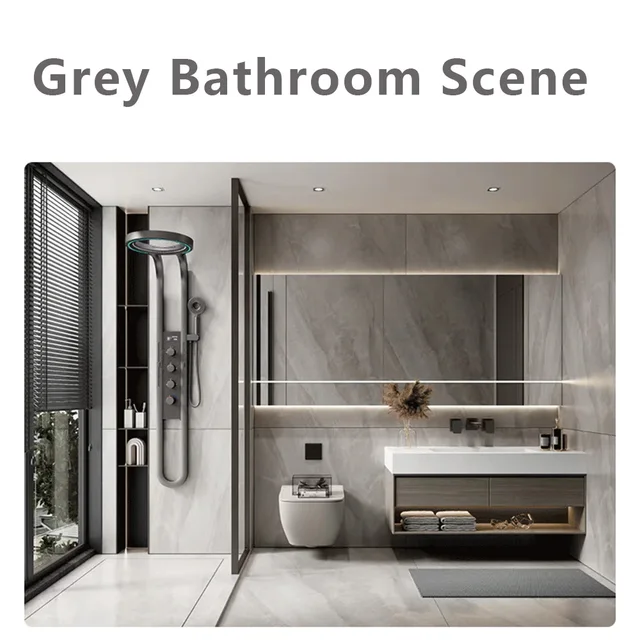 ชุดฝักบัวอาบน้ำระบบสปาแบบเรนชาวเวอร์ รุ่นทันสมัย พร้อมระบบนวดด้วยแรงดันน้ำแบบเจ็ท ฝักบัวแบบน้ำตก พร้อมก๊อกน้ำ จอแสดงผล LED ระบบอัจฉริยะสำหรับห้องน้ำ 4