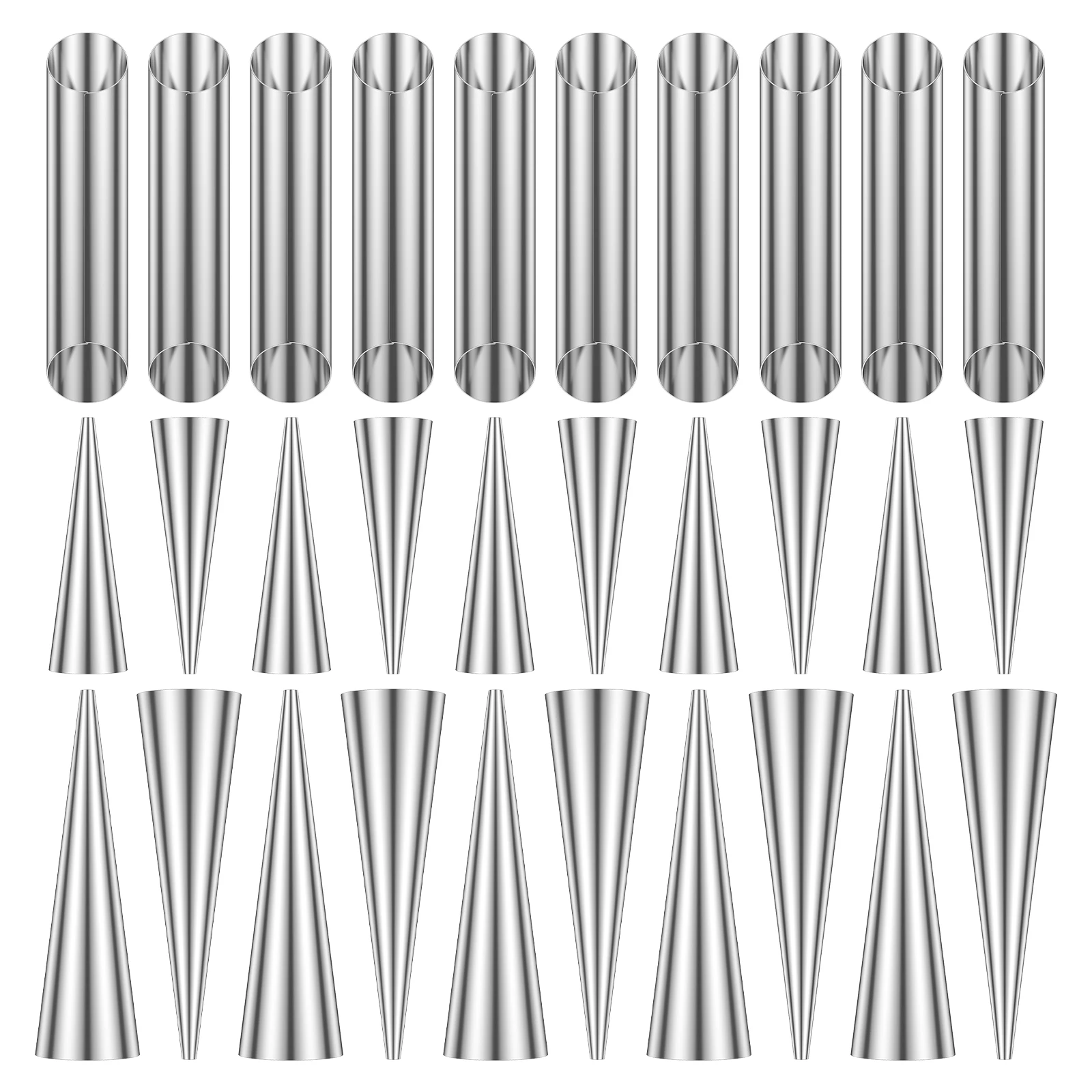 20/30Pcs Cannoli Forms Tubes Kits Non Stick Stainless Steel Cream Horn Mold Cone Shaped Molds Tubular Shaped Cannoli Forms Tool