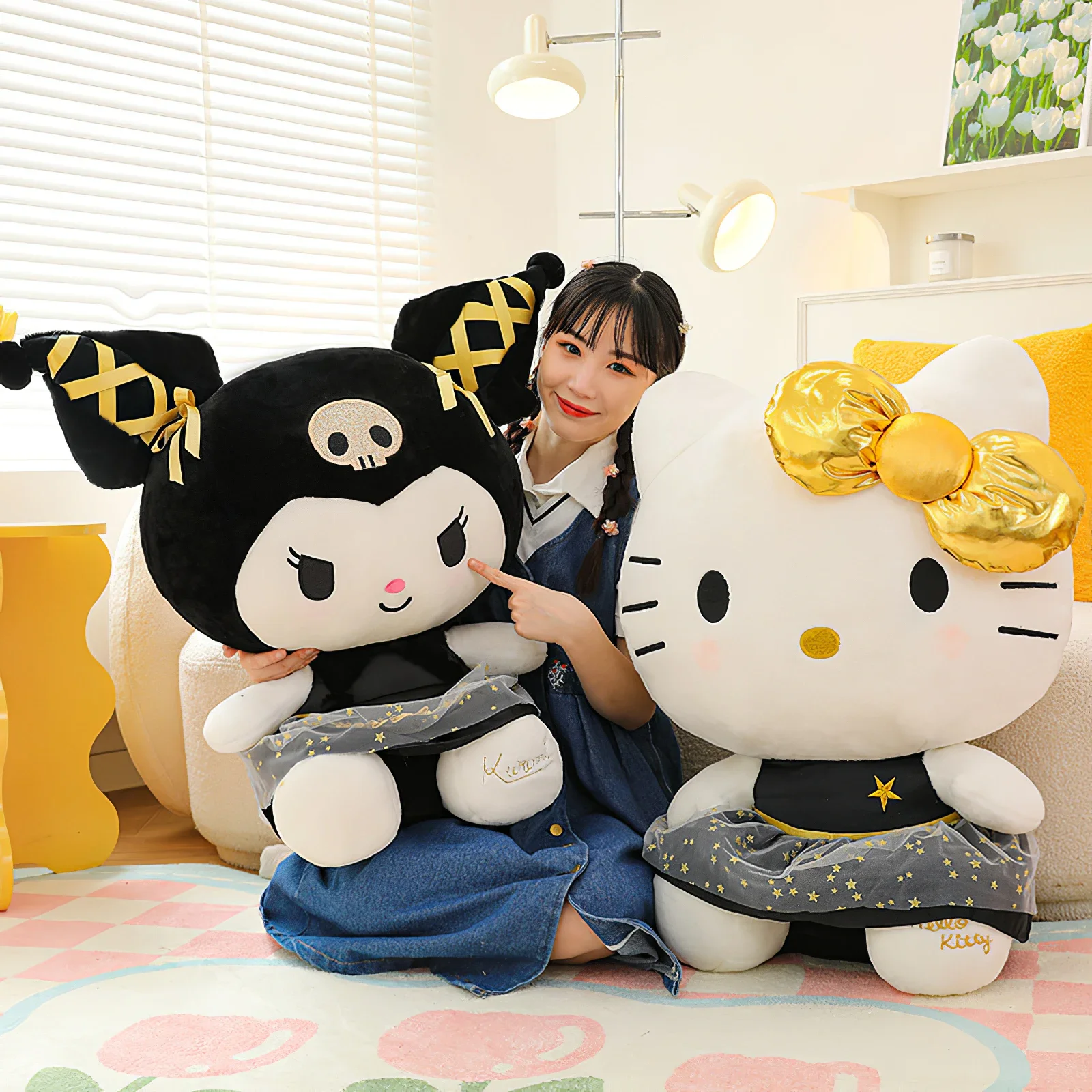 Sanrio Plush Hello Kitty Kuromi Plush Toy Pillow Soft Stuffed