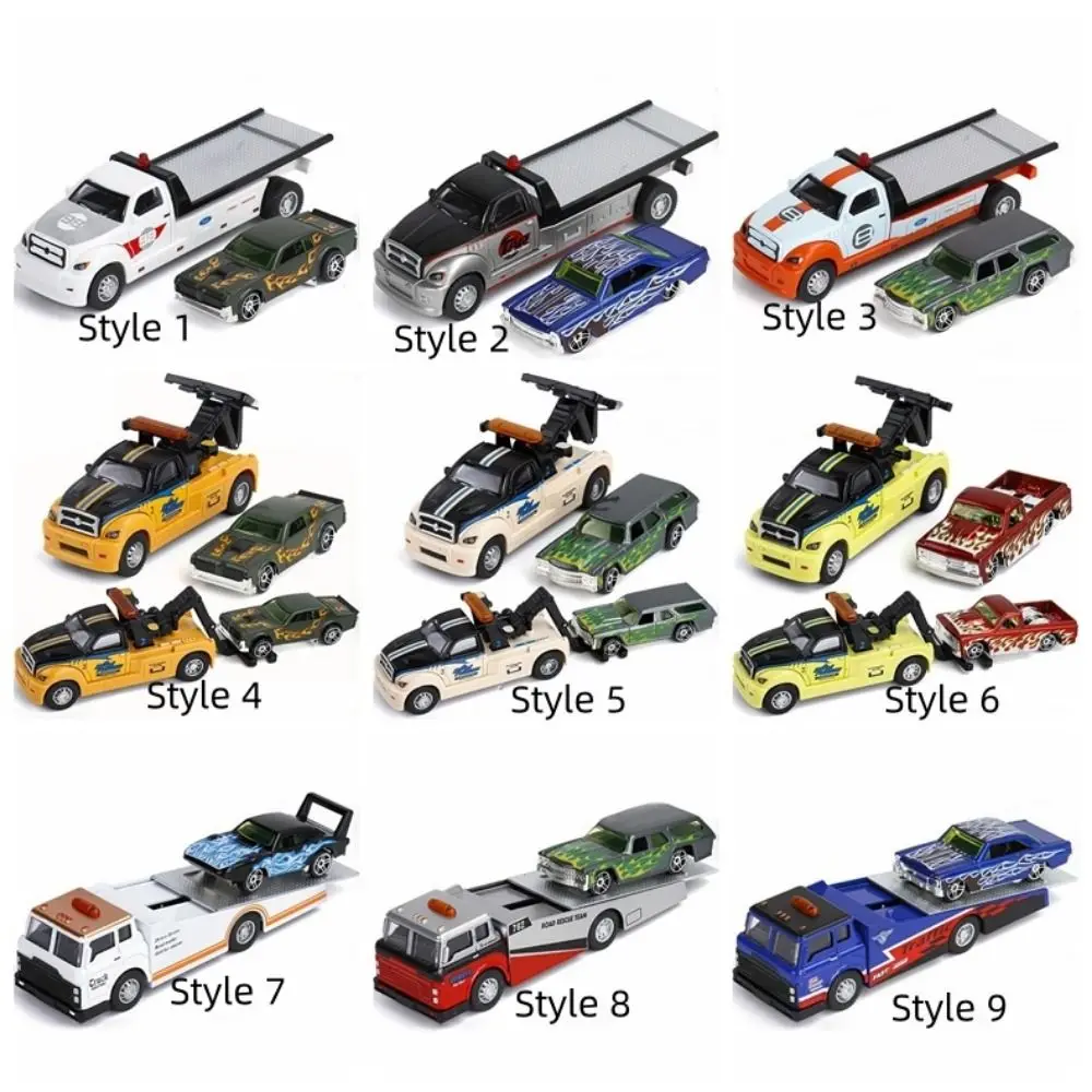 Scale 1:64 Alloy Trailer Model Movable Joint Transport Vehicle Rescue Engineering Vehicles Pull Back Sliding