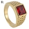 New European and American simple gold gemstone titanium steel ring for men and women