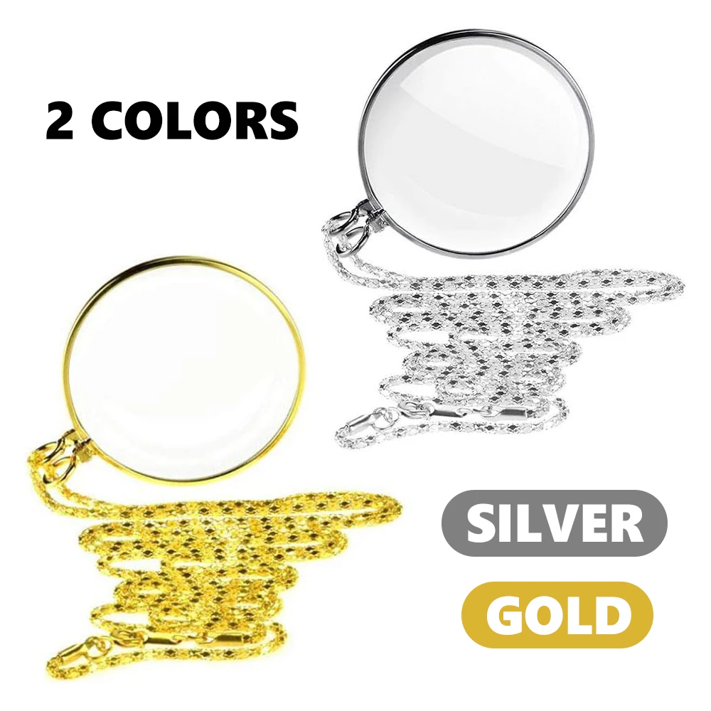 Portable Pocket Magnifying Glass Pendant Necklace 5X Magnification Alloy Material Mini Magnifiers for Gift Reading Coin Jewelry