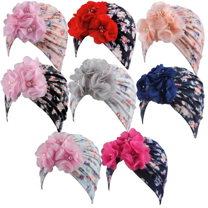 Spring Flower Baby Girls Hat for Newborn Soft Cotton Baby Boys Girls Hat Turban Infant Toddler Cap Head Wraps Photography Props baby hat baby photography props