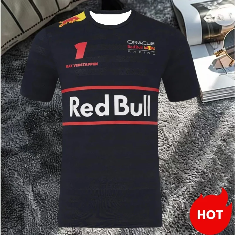 Oracle Red Bull Racing F1 남자 Max Verstappen 오토바이 드라이버 티셔츠 네이비 블루 2025 성인 속도 건조 편안한 티셔츠