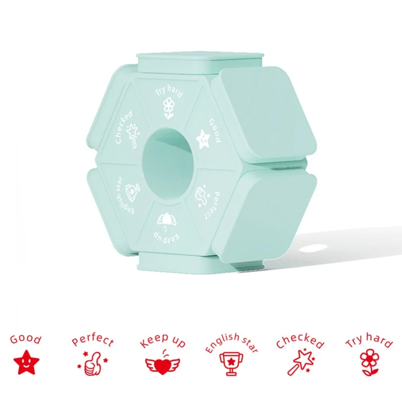 Six Sided Teacher Seal Stamp Homework Review Stamper Colorful Stamps School Teacher Props Interactive Education Toys