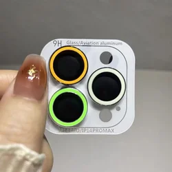 Luminous Camera Protector: Ceramic Lens Ring with Tempered Glass Cover - 17pro 17proMax(3pcs (Green Yellow White)