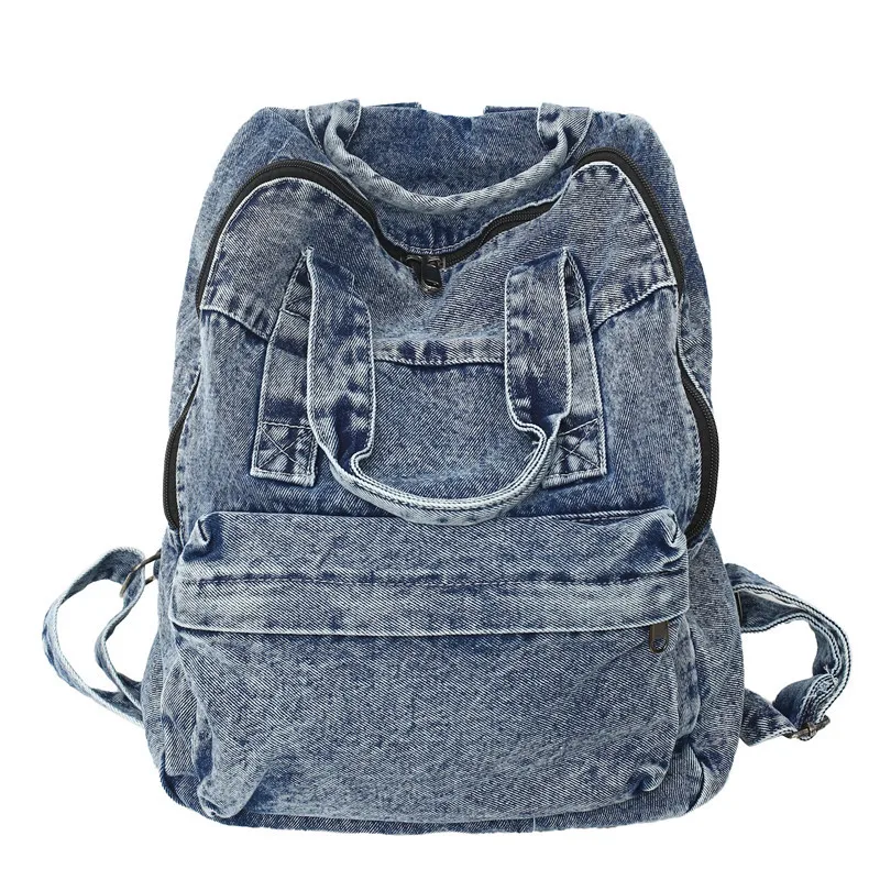 Vintage Denim Women's Backpack Large Capacity Student School Bags For Girls Casual Ladies Travel Backpack