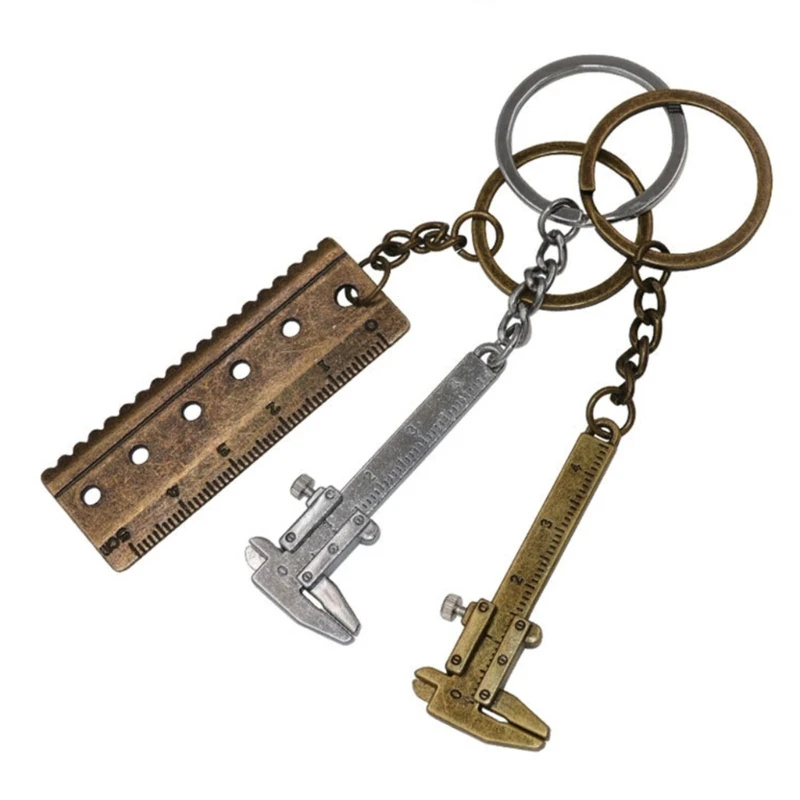 

3Pcs Pocket Vernier Caliper Keyring Measuring Tool Mini Metal Vernier Caliper Straight Tooth Keychain Pendant