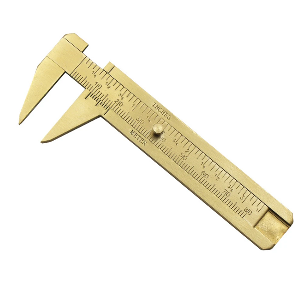 Mini Brass Sliding Gauge Vernier Caliper 80mm 3.25inch Pocket Ruler Double Scale 