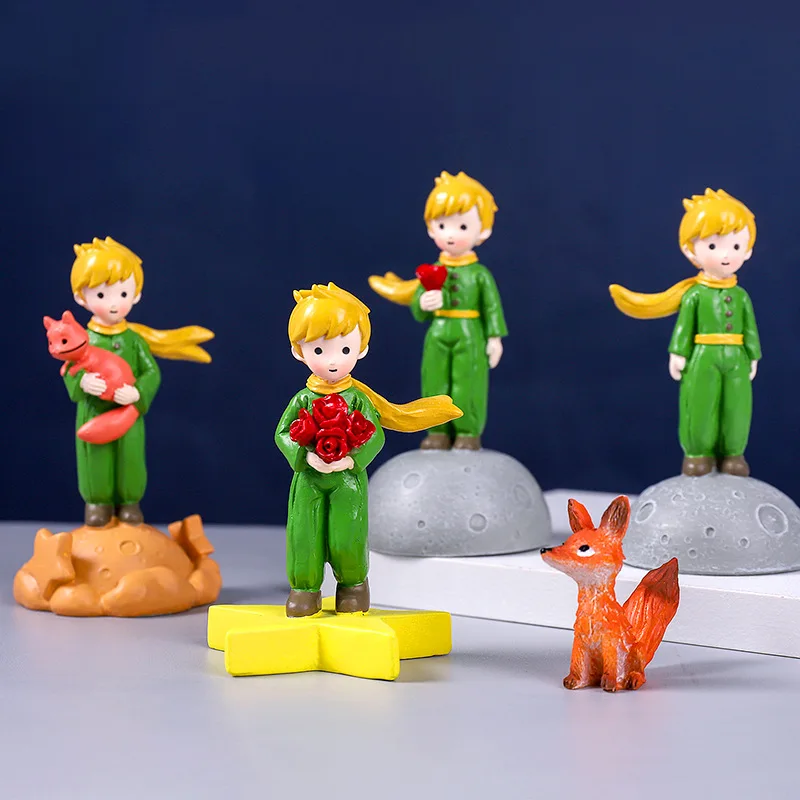 Lovely The Little Prince Rose Action Figure Fox Resin Figurine Collection Model Dolls for Girl Boy Gift Home Desktop Decoration