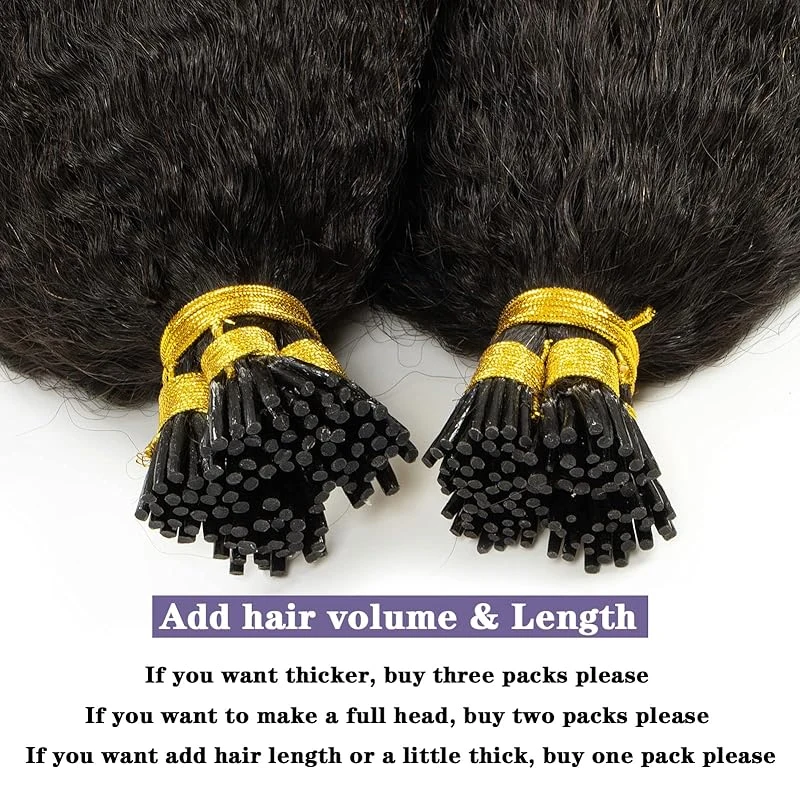 Tip Hair Extensions Kinky Straight Human Hair 16-26Inch Extensions Real Human Pre Bonded For Women