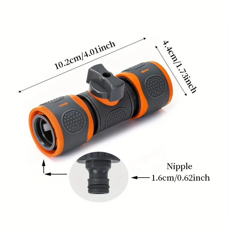 1-PC Double-End Quick Connect with Shutoff Valve Universal Garden Hose Adapter for Spray Guns & Watering