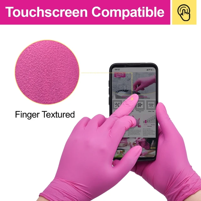 20/50/100PCS Rose Red Nitrile Gloves Disposable Anti-Slip Gardening Gloves with Textured Grip Cleaning Working Protictive Gloves 4