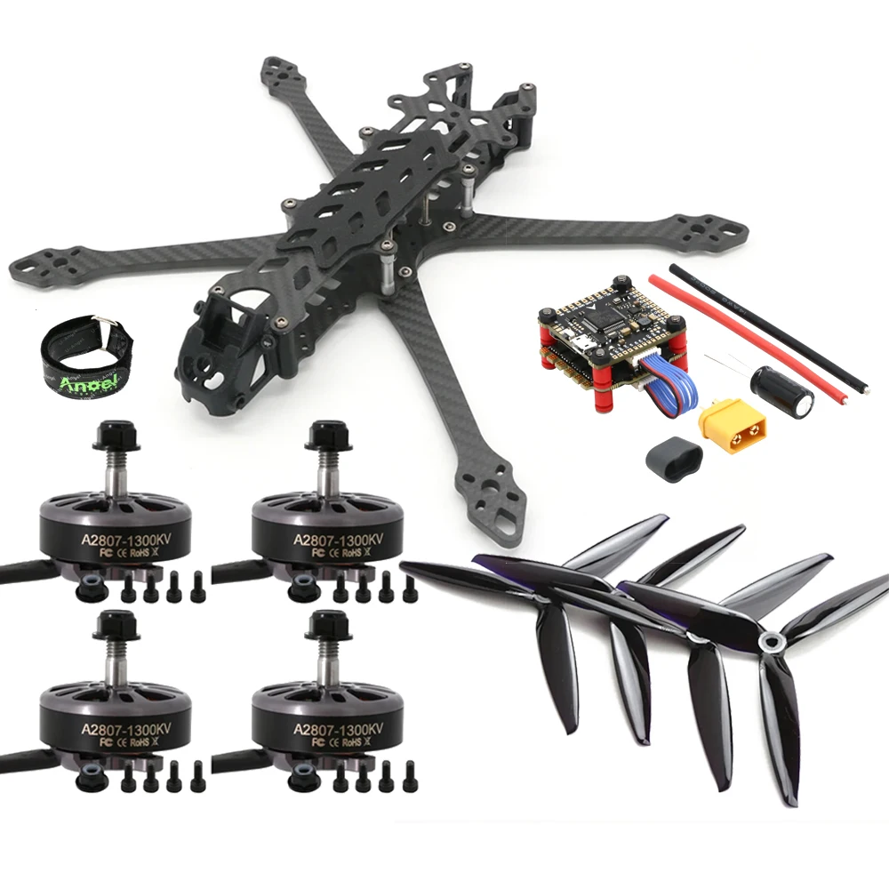 Poisonous Bees 7 Inch 295mm Drone Kit & A2807 KV1300 6S Brushless Motor & F4V3S Plug Flight Control & 60A 4-in-1 ESC Stack DIY