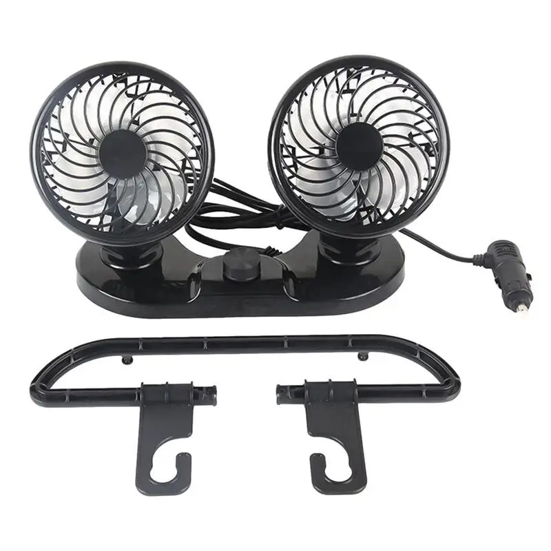 

Car Cooling Fan Dual Head Dashboard Fan Universal Low Noise Car Air Conditioner 360 Degree Rotatable Electric Fan Accessories