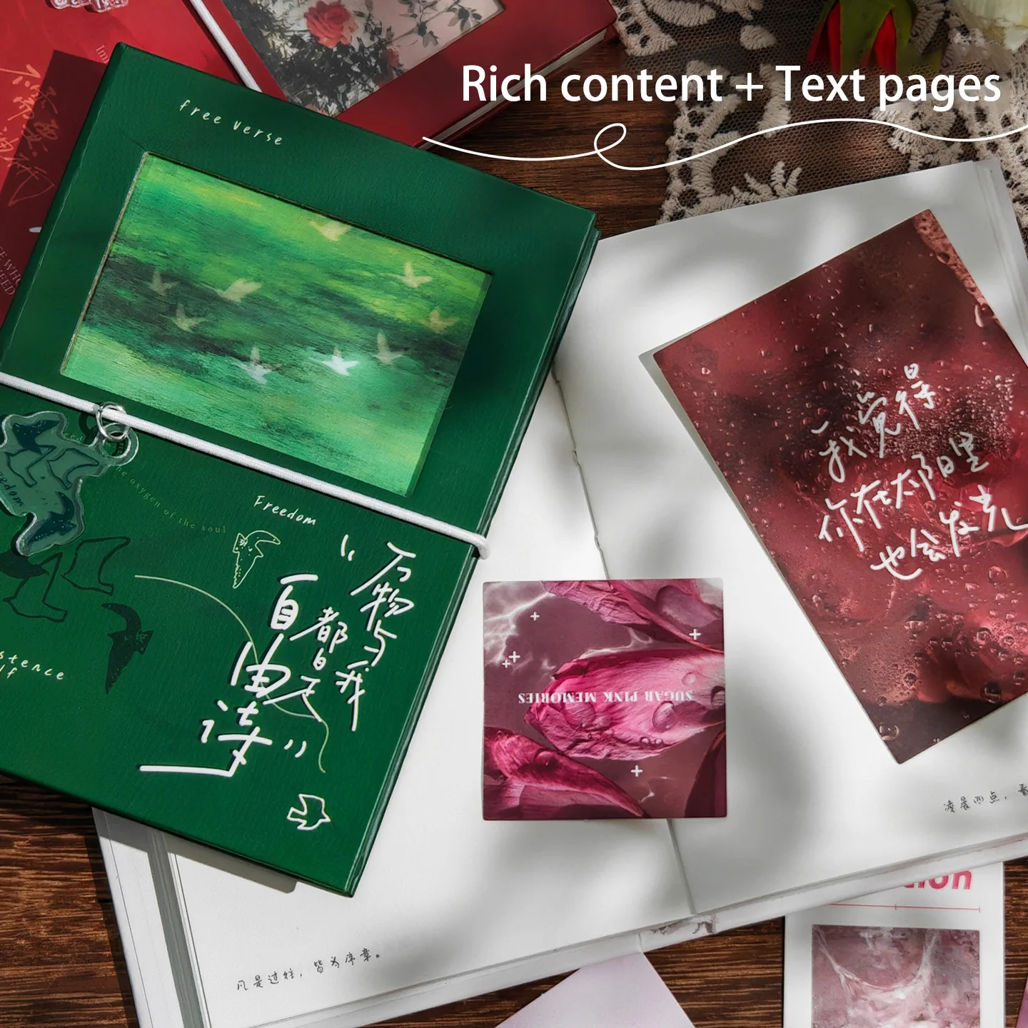 Artistic Translucent Cover Hardcover Notebook with Stickers - 96 Pages, A6, Thickened Quality