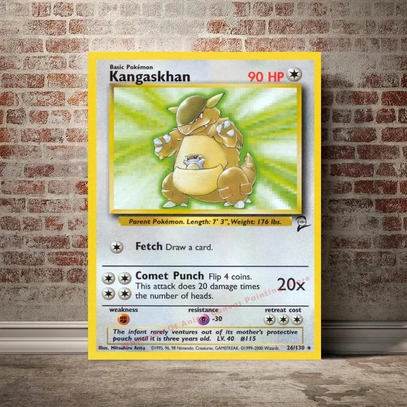 Pokemon Base Set 1996 Jaar Engels Kaarten Shining Canvas Painting Poster Print Acquerello Wall Art Picture Home Decor Gifts