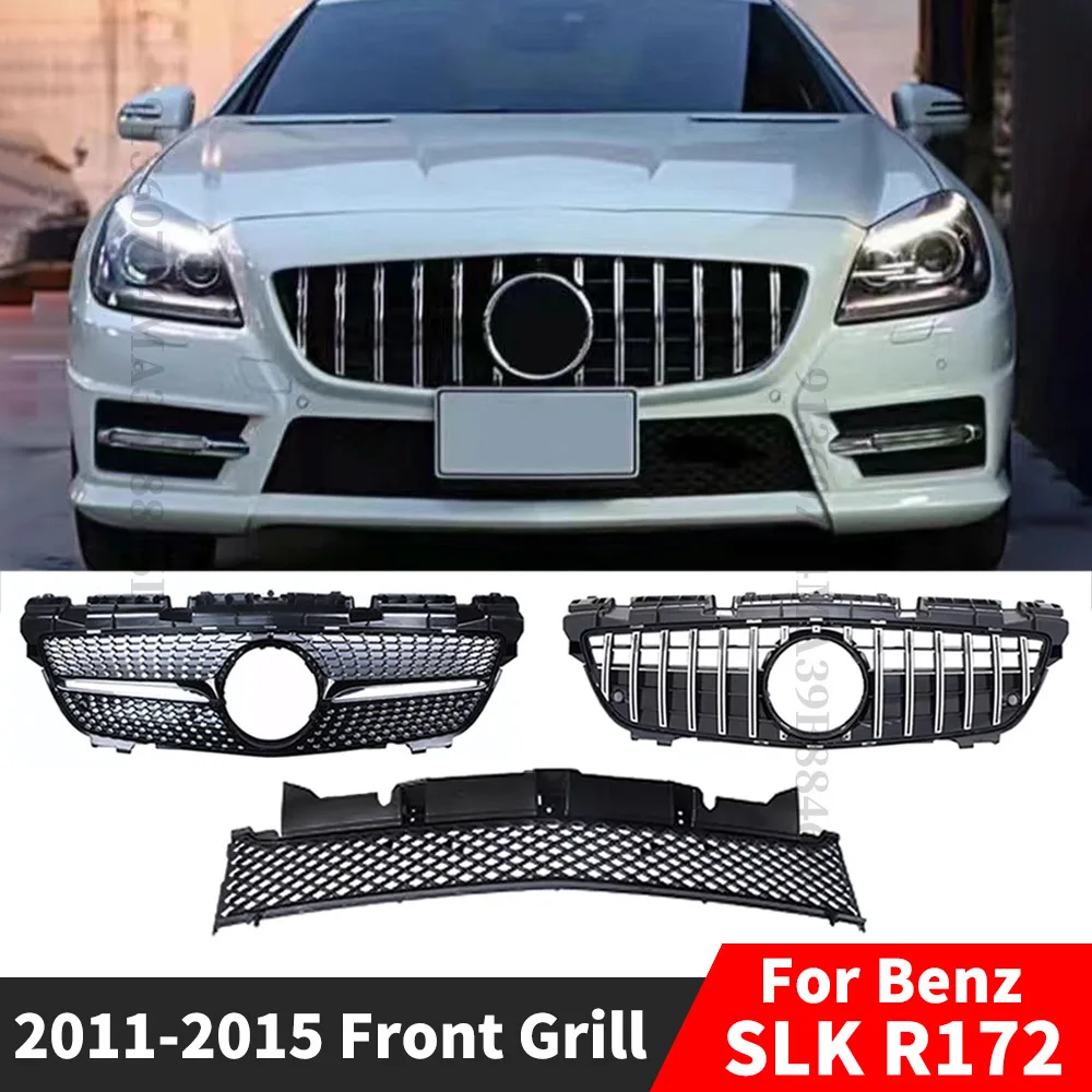 메르세데스 R172 SLK 2011-2015 다이아몬드 GT 엔진 후드 메쉬 라디에이터 그릴 바디 키트 프론트 그릴 범퍼 그릴에 적합
