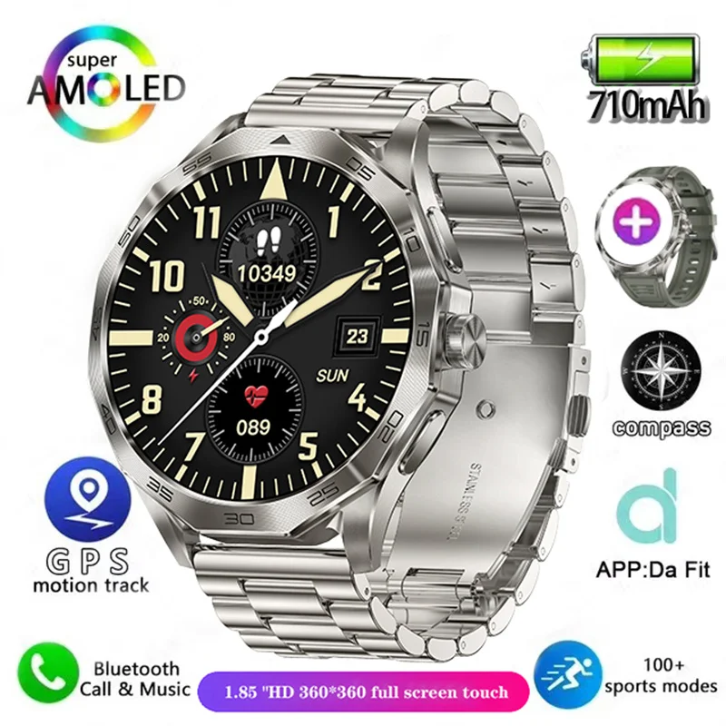 New GPS Smartwatch Men's Music Player 360*360 AMOLED screen Bluetooth Call Sports Men's Smartwatch Women for Xiaomi iOS DA03 10