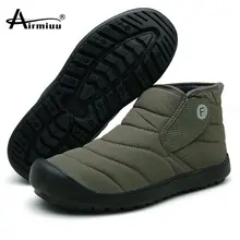 

New Casual Men Snow Boots Keep Warm Outdoor Sneakers Men Plus Size 36-47 Warm Fur Man Ankle Shoes Waterproof Army Green Booties