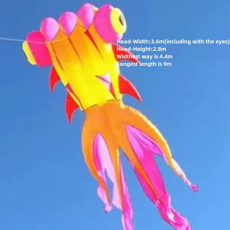 Professional show kite 9m MLS MALAOSI goldfish 30D Ripstop Nylon Fabric Line Laundry Kite Pendant Large soft Inflatable Kite