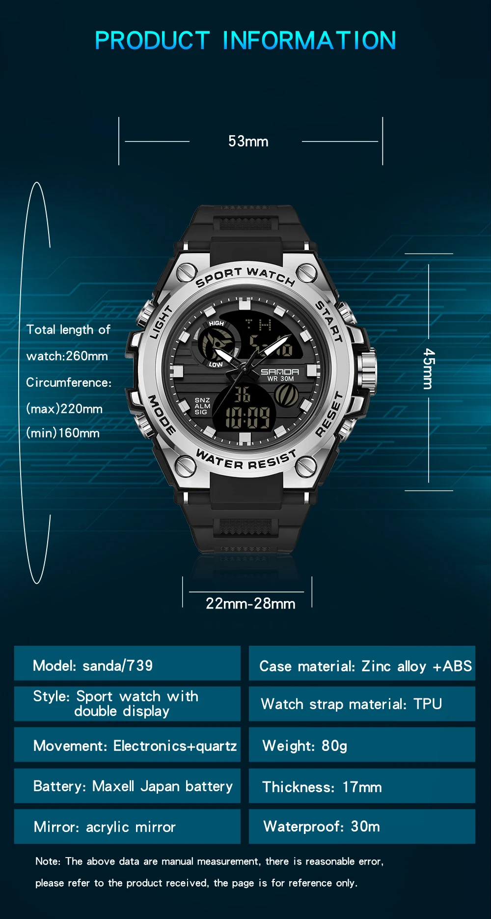 SANDA 739 Sports Men's Watches Top Brand Luxury Military Quartz Watch Men Waterproof S Shock Male Clock relogio masculino 2023 2