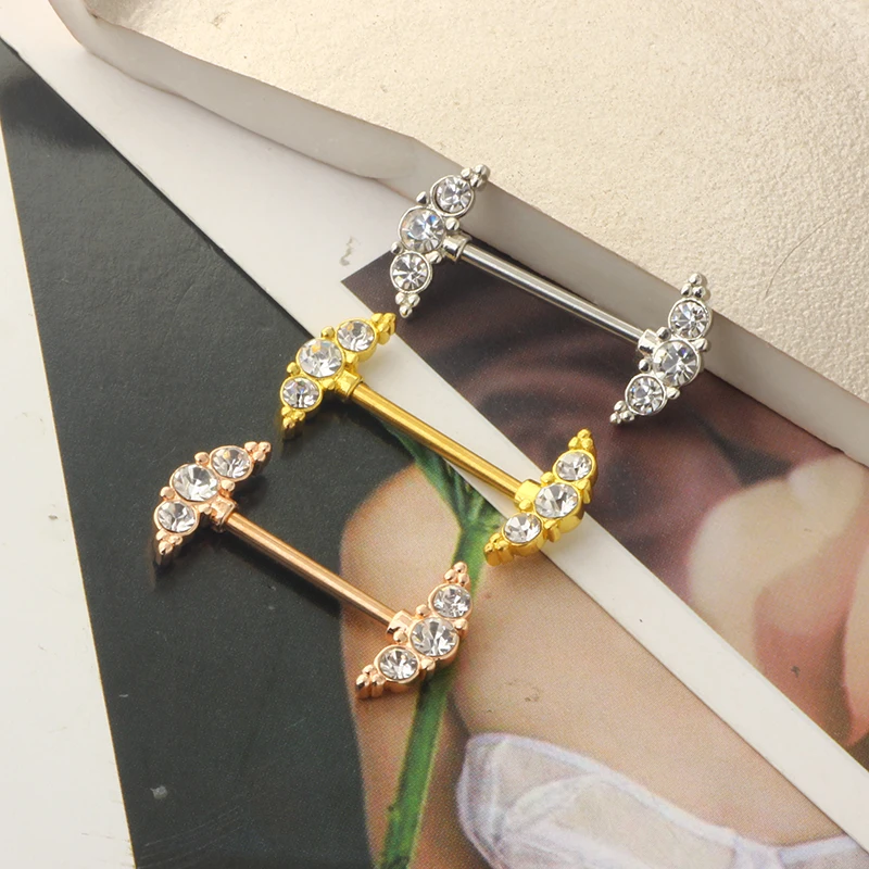 14G Nipple Rings Screw Surgical Steel Nipplering Barbell Tongue Rings Nipple Piercing Jewelry CZ Heart Straight Dangle Nipple Ri