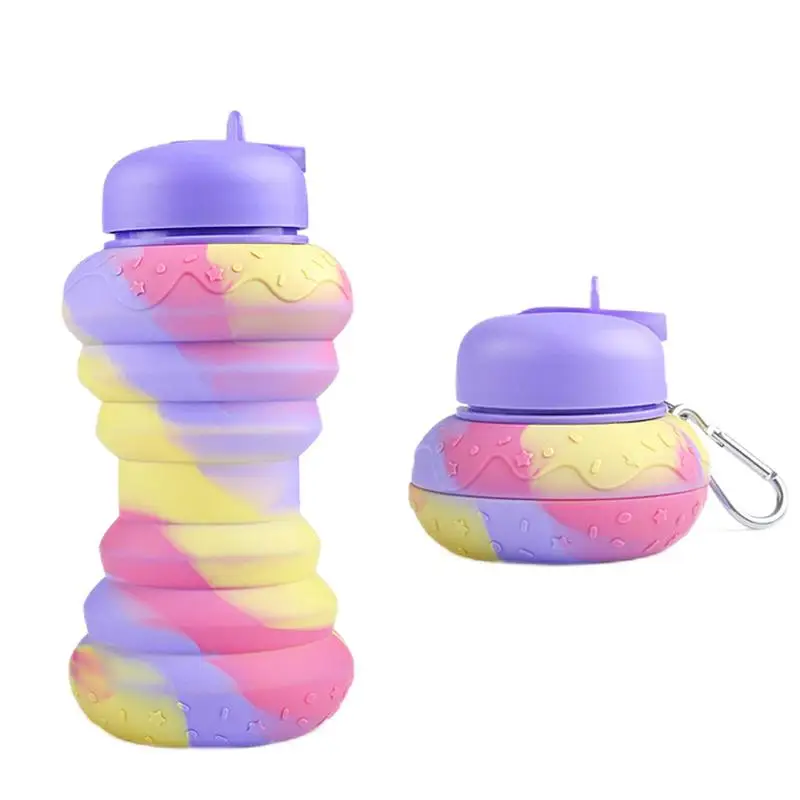 

Foldable Silicone Bottle BPA Free Silicone Water Bottles Expandable Water Bottle Sports Cups With Carabiner Foldable Water