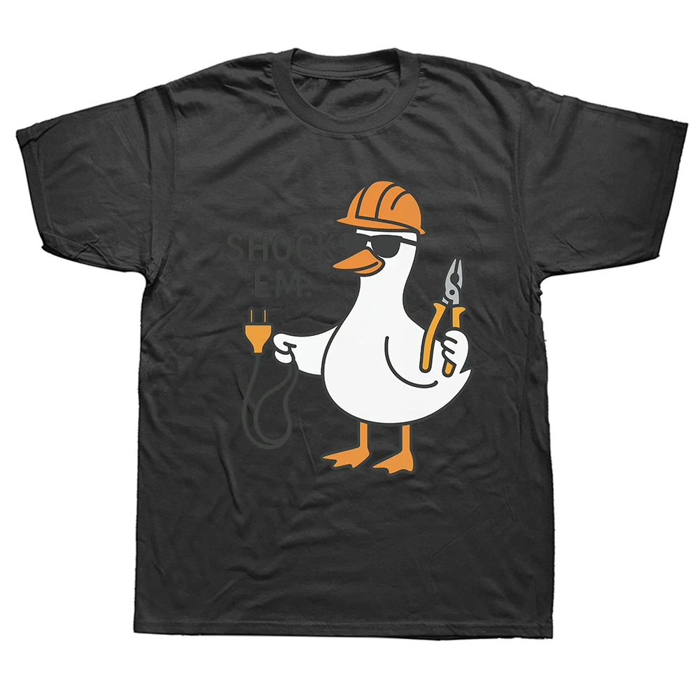 Lustiges Elektriker-Gans-T-Shirt, Sommer, für Herren und Damen, modisch, Vintage-Sommer-Stil, Baumwolle, kurzärmelig, übergroßes T-Shirt