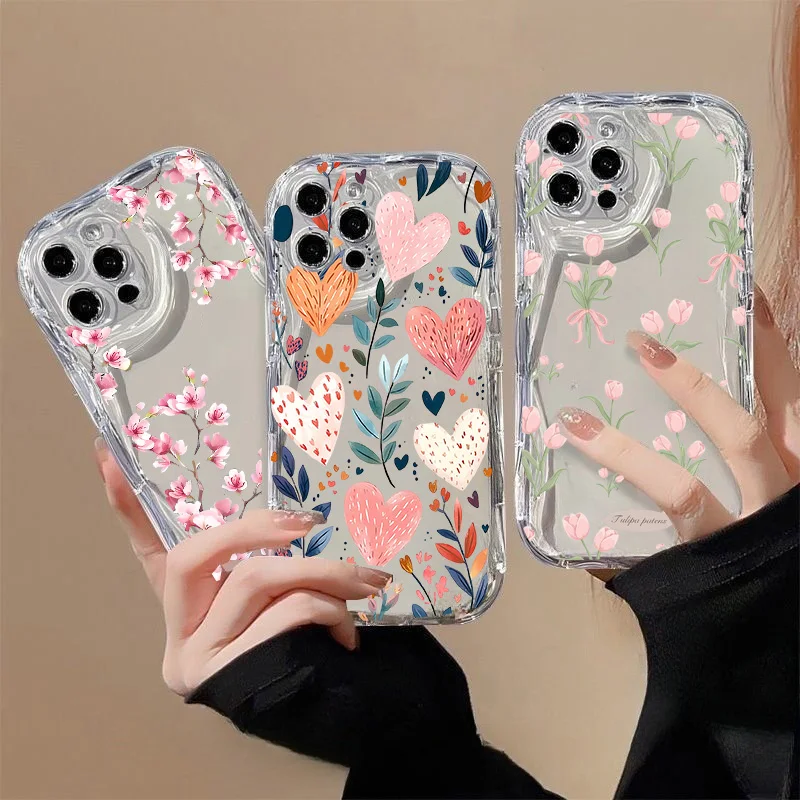 Elegant Tulip Leaves Floral Phone Case Shell