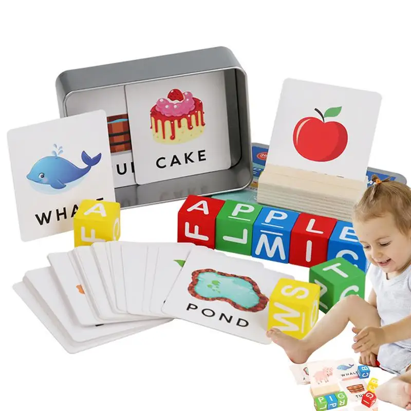 

Preschool Flash Cards Numbers Toddler Word Flash Cards 3-5 Years Old Sight Words Cards With Colorful Wooden Blocks And Iron Box