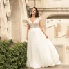 Classic Chiffon Wedding Dresses Plus Size V-Neck Cap Sleeves Bride Gowns Lace Back Button Sweep Train A-Line Vestido PSL980012 1