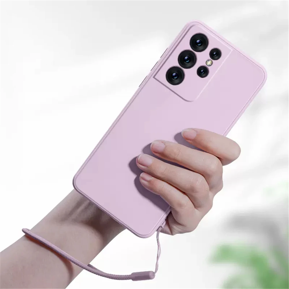 Original Square Silicone Phone Case with Lanyard - Enhanced Grip and Style